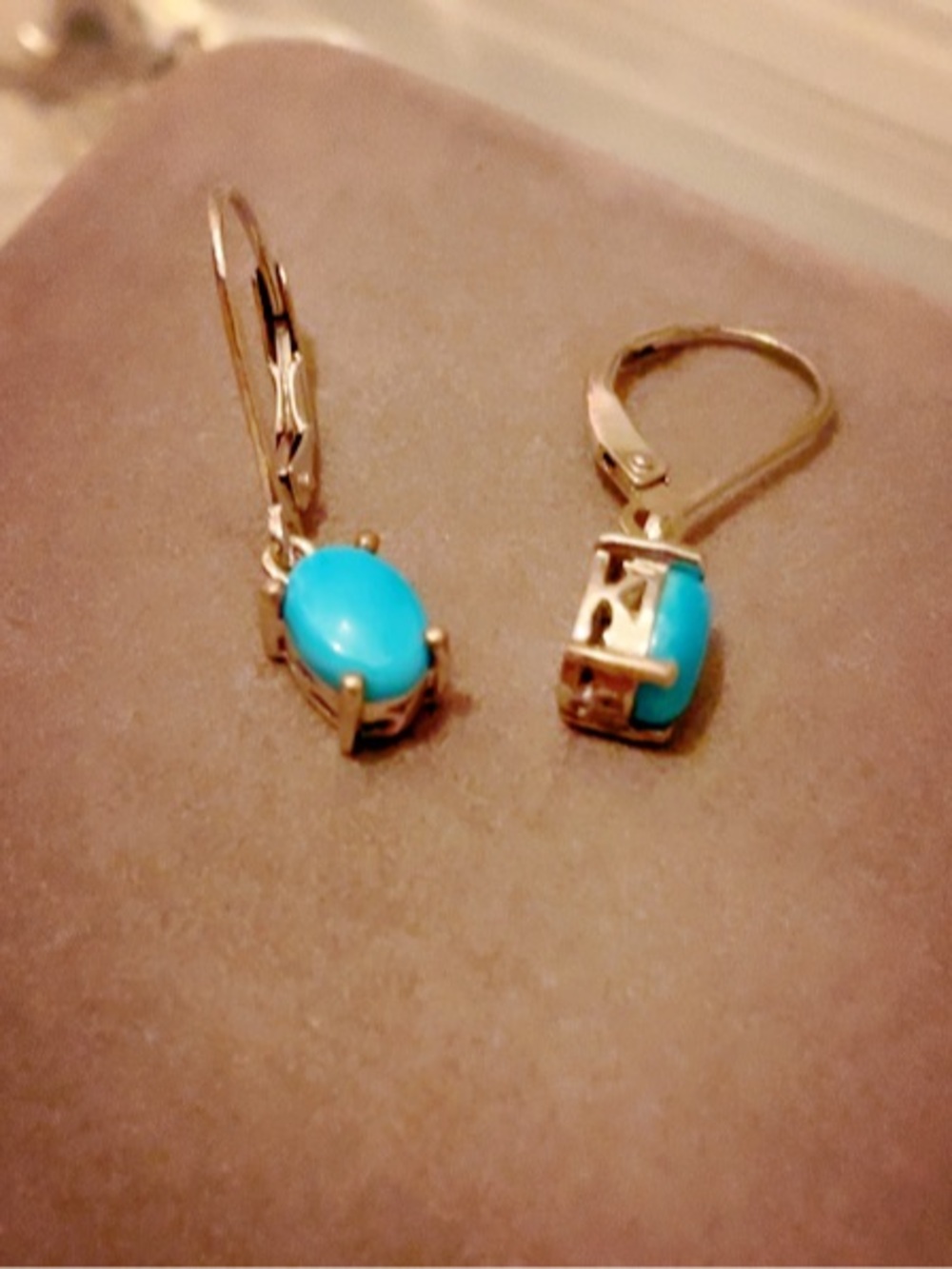 Sleeping Beauty Turquoise Lever Back Drop Sterling Silver Earrings New - Picture 2 of 6